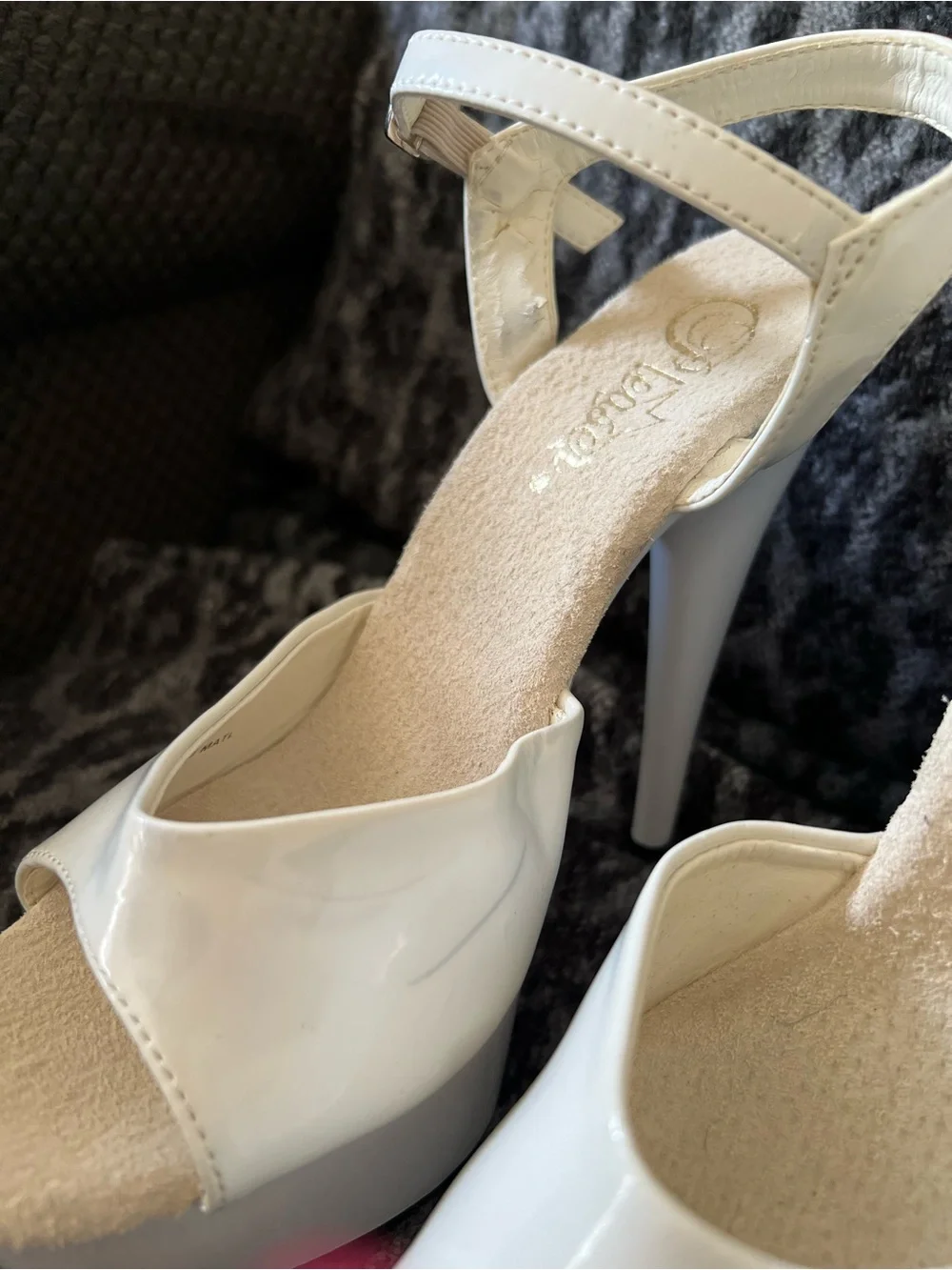 Pleaser White Patent Platform Peep-Toe Heels